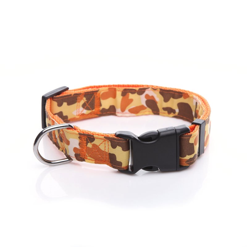 TAIDA Dog Collar, Nylon Camouflage Adjustable Collar, 1 Inch Wide, for Large Medium Dog (Orange) - Image 1